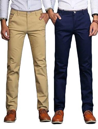 Homme Pantalons Dress Pants works Chinos Jambe Droite Uni Élastique Respirant Longueur complète Formel Mariage Affaires Occasionnel Elastique Noir Bleu Roi Micro-Élastique