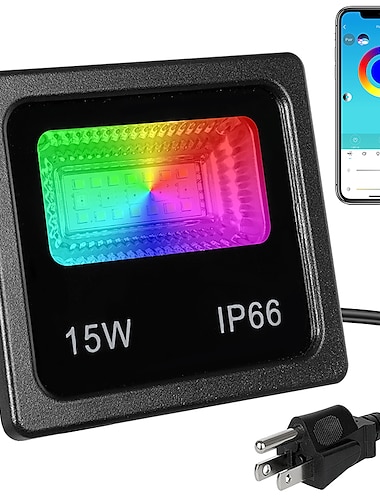  rgbw app led floodlight 15w bluetooth εξωτερική έξυπνο φως πλημμύρας 2pcs 1pcs 110v 220v ip66 αδιάβροχο χρώμα αλλαγή προβολέα app ομάδα ελέγχου
