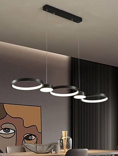  luz colgante led cocina isla luz círculo anillo diseño negro 95 cm candelabro metal estilo artístico estilo moderno elegante acabado pintado 220-240v