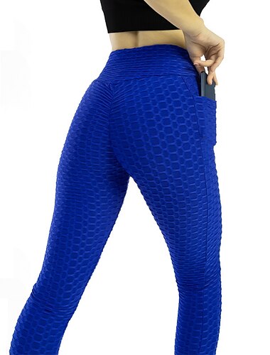  Damen Yogahose mit handytasche Jacquard Bauchkontrolle Po-Lifting Atmungsaktiv Hohe Taille Pilates Fitnesstraining Laufen Strumpfhosen Leggings Unterteile Rostrot Schwarz Weiß Spandex Herbst Winter
