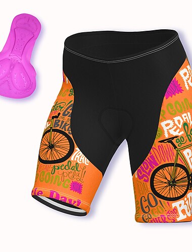  Dame Grafisk Mønstret Bokstav & Nummer Sykkelveishorts Sykkelshorts Fôrede sykkelshorts Sykkel Shorts Bukser Fjellsykling Veisykling sport 3D Pute Fort Tørring Hurtigtørkende Myk Gul Rosa Spandex Klær