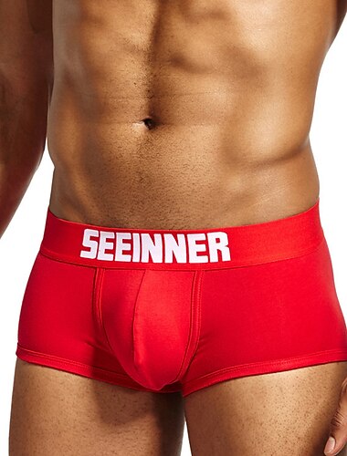  Herren 1 Packung Unterwäsche Unterwäsche Boxer Grundlegend Baumwolle Niedrige Taillenlinie Schwarz Weiß