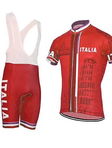  Herr Cykeltröja med Haklapp-shorts Kortärmad Bergscykling Vägcykling Sommar Vår Höst Gul Röd Himmelsblå Grafisk Mönstrad Bokstav & Nummer Italien Landsflagga Cykel UV-resistent 3D Tablett Snabb tork