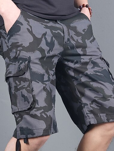  Férfi Rövidnadrágok Camo Shorts Planinarske kratke hlače Nyomtatott 6 Zseb Álcázás Mokaszinok Szabadtéri Napi Alkalmi Divat Utcai sikk Fekete Fehér