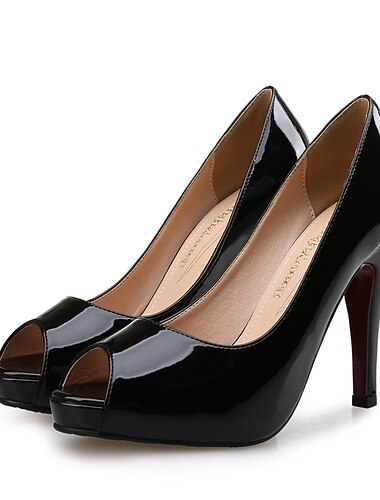  Escarpins à talons aiguilles peep toe en cuir verni nude pour femmes – escarpins élégants à talons hauts pour mariages, fêtes et événements officiels