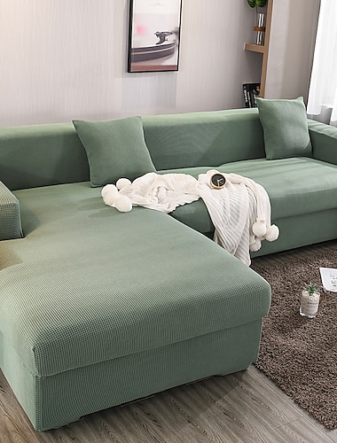  funda de sofá funda jacquard elástica sofá seccional sillón loveseat 4 o 4 o 3 plazas en forma de l blanco gris negro liso color sólido suave duradero lavable
