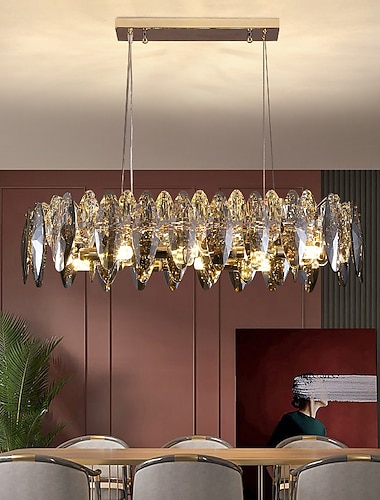  ledet anheng lys krystall lysekrone øya lys 80 cm lantern desgin lysekrone metall galvanisert moderne luksus spisestue restaurant 220-240v 110-120v