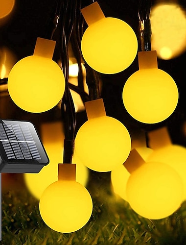  Solar Outdoor Lichterketten wasserdichte LED Lichterketten Matt Glühbirne warmweiß bunt weiß 8 Modus 6,5m 30leds Lichterkette Weihnachten Hochzeit Urlaub Dekoration Lichter