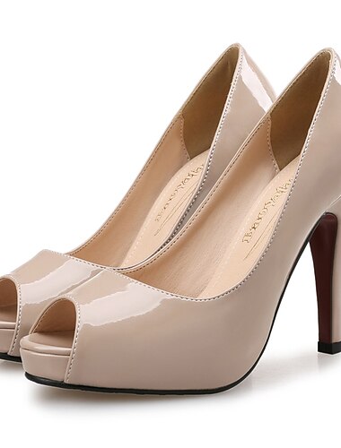  dames nude patent leren peep toe stiletto hakken – elegante pumps met hoge hak voor bruiloften, feesten en formele evenementen