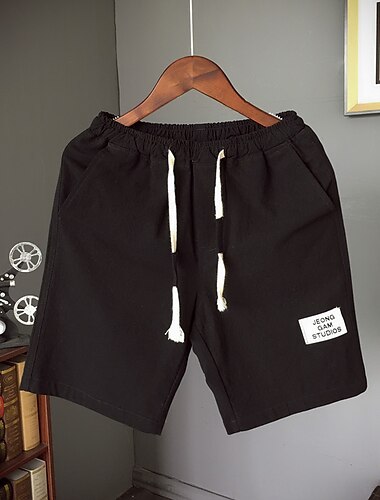  Herre Shorts Linneshorts Sommer shorts Snørelukning Elastisk Talje Vanlig Åndbart Blød Korte Daglig Sport hør / bomuldsblanding Bomuld og linned Sporty Afslappet / Sportslig Militærgrøn Sort