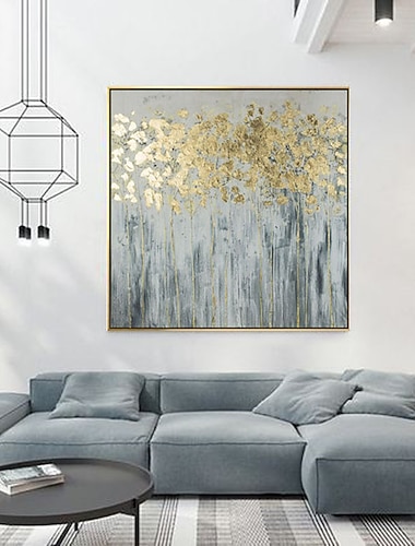  Pintura al óleo hecha a mano pintada a mano arte de la pared árbol de hoja de oro moderno abstracto decoración del hogar decoración lienzo enrollado sin marco sin estirar