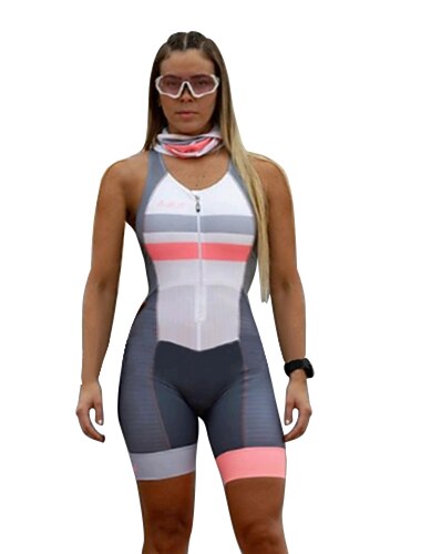  Dames Triathlonpak Mouwloos Bergracen Wegwielrennen Zomer Lente Herfst Zwart Wit Rood Lapwerk Met Patroon Horizontale stroken Grappig Fietsen Sneldrogend Achterzak Zweetafvoerend Elastisch Ademend