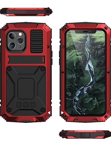  telefon fodral Till iPhone 16 Pro Max Plus iPhone 15 Pro Max iPhone 14 13 12 11 Pro Max Plus Mini Vattentät Fodral Rustning Militärt skydd med glasfilm på framsidan Metall Silikon