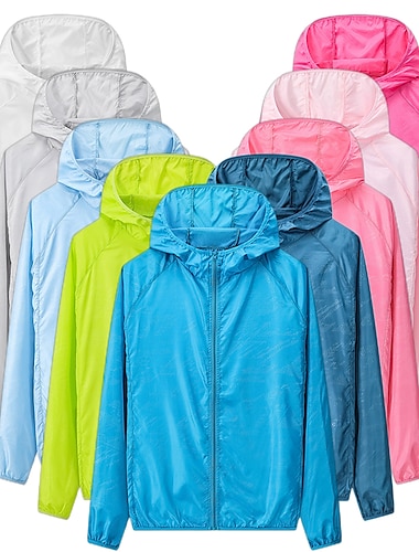  Hombre Mujer Cortavientos Chaqueta Chaqueta de piel para correr Bolsillo Full Zip Manga Larga Chaqueta Deportivo Ropa Deportiva Otoño Impermeable Protección solar UV Resistente al Viento Transpirable