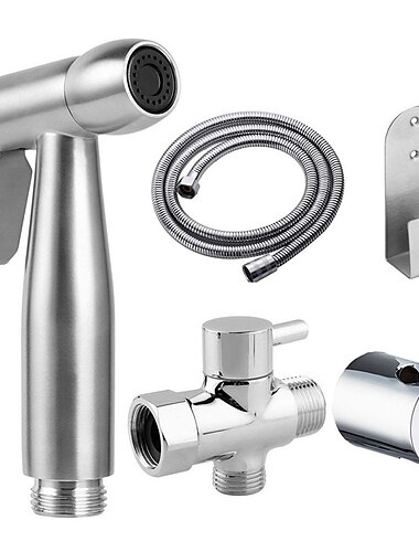  Robinet mélangeur de bidet portatif en acier inoxydable, ensemble de nettoyage d'arc de toilette, pulvérisateur de bidet, accessoires de nettoyage de balcon, Washlet