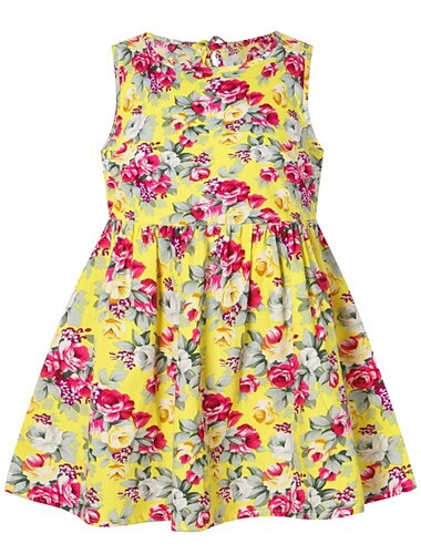  Niños Chica Vestido Floral Animal Sin Mangas Estampado Básico Algodón Hasta la Rodilla Verano 3-10 años Amarillo Rosa Azul Piscina