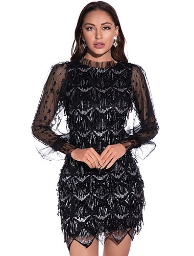  Goldene Zwanziger 1920er Cocktailkleid Flapper Kleid Kleid Abschlussballkleid Der große Gatsby Charleston Hochzeitsgast Pailletten Normal Damen Hochzeit Hochzeitsgast Veranstaltung / Fest Erwachsene