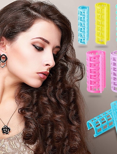  20 pièces/ensemble bigoudis en plastique bigoudis à clipser rouleaux auto-agrippants bigoudis sans chaleur bigoudis pour bricolage coiffure salon de coiffure coiffeur 5 tailles