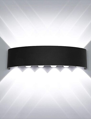  lightinthebox applique murale LED lampe murale extérieure LED étanche 10w 12w éclairage haut et bas lampe murale incurvée à double tête intérieure lampe de chambre moderne lumière blanche chaude