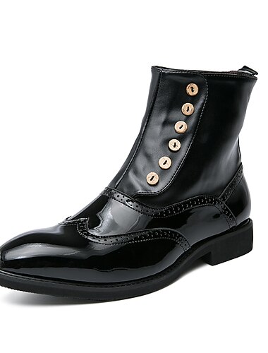  vintage groene leren knooplaarzen voor heren - stijlvolle brogue-enkellaarzen met vleugeltip en lakleren afwerking