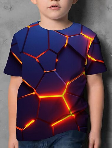  男の子 3D 3D印刷 Tシャツ 半袖 3Dプリント 夏 活発的 子供 4〜12年 レギュラー