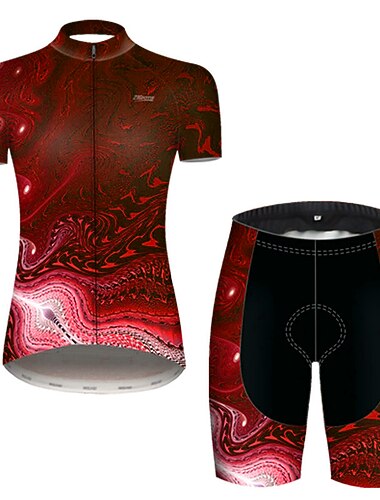  نسائي جورسيه الدراجة مع الشورت كم قصير دراجة جبلية دراجة الطريق أحمر أزرق أزرق سماوي حيوان التدرج ثعبان دراجة هوائية متنفس سريع جاف الأشعة فوق البنفسجية مقاوم شرائط عاكسة رياضات حيوان التدرج منقوشة