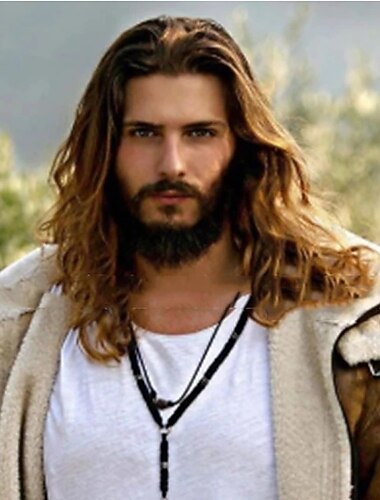  פאת קוספליי של Aquaman פאות קוספליי פאת גברים חלק אמצעי באורך 26 אינצ' על בסיס סיבית עמידה בחום פאת אנימה שחורה חומה למבוגרים פאות ליל כל הקדושים