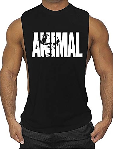 homme homme animal bodybuilding hauts débardeur imprimé vintage t-shirt gilet muscle chemise imprimé 85% coton 15% élasthanne, noir , m