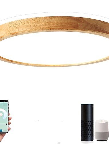  LED シーリングライトには Wi-Fi スマートライトが含まれます。ラウンドデザイン、調光可能なフラッシュマウントライト、木製、モダンスタイル、幾何学的、ミニマリスト、芸術的、30cm、40cm、50cm、220-240v、110-120v