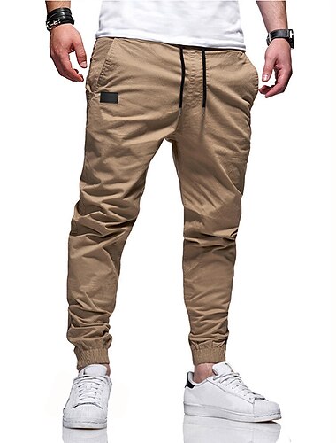  Herren Cargohose Cargohosen Cargohose Jogginghose Jogger Hose Hosen Freizeithose Kordelzug Elastische Taille Elastischer Ärmelbund Glatt Sports Outdoor Laufen Strassenmode Trainieren Armeegrün Schwarz