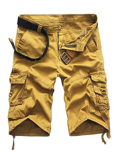  Herren Cargo Shorts Kurze Hosen Kurze Hose für Wanderer Multi Pocket 6 Tasche Glatt Knielänge Sports Outdoor Baumwollmischung Armeegrün Schwarz