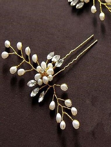  koreansk brud hårnål bryllupsmykker perle krystall beaded hårnål u-formet klipp brudekjole hår styling tilbehør