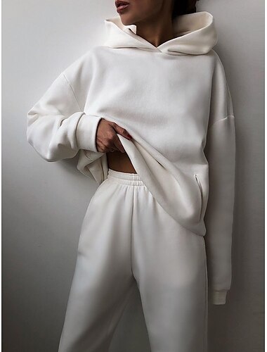  Damen 2 Teile Trainingsanzüge Tracksuit Trainingsanzug Jogginganzug Strasse Casual Winter Langarm Atmungsaktiv Weich Laufen Sportbekleidung Kamel Mandelfarben Hellbraun Sportkleidung / Frühling