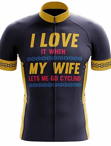  Homme Maillot de cyclisme Graphique Lettres & Chiffres Drôle Manche Courte Cyclisme Maillot Top avec 3 poches arrière VTT Vélo tout terrain Cyclisme sur route Séchage Rapide Doux Poche Arrière