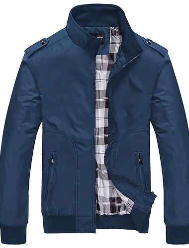  Miesten Kevyt takki Kesä takki Tuulitakki Siirtymätakki Bile Rento / arki Vetoketju Tasku 봄 & Syksy Yhtenäinen väri Muoti Vapaa-aika Pystykaulus Musta Sininen Vihreä khaki Harmaa Jackets