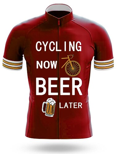  Men's Cycling Jersey Letter & Number Funny Oktoberfest Beer Short Sleeve Bike Jersey Top with 3 Rear Pockets Mountain Bike MTB Road Bike Cycling Quick Dry Soft Reflective Strips Back Pocket Sports