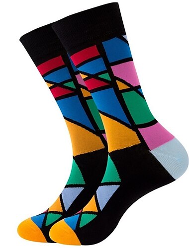  1 Paar Herrenmode Neuheit Socken buntes Kleid Crew Socken Sport Outdoor weiß süß flippig gemustert lässig Baumwollsocken Cartoon Herbst und Winter kariert bunt Retro Business Partykleid