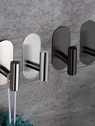  4 قطع خطاف روب تصميم جديد / ذاتية اللصق / معاصر إبداعي / ستانلس ستيل حديث / فولاذ منخفض الكربون / معدن 4 قطع - حمام معلق على الحائط