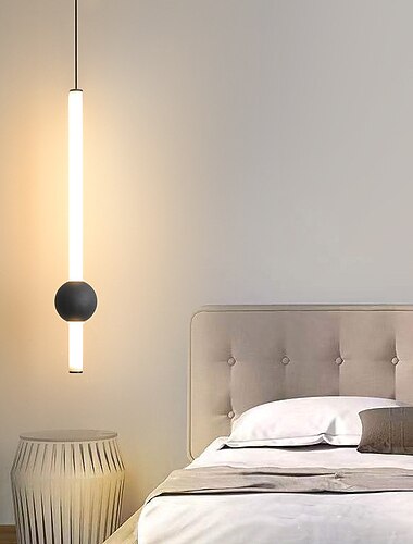  1-lys 60 cm led pendel lys nordisk nattbord lys moderne enkel stue bakgrunn vegg bar lang linje lysekrone soverom enkelt hode verktøy små pendel lys
