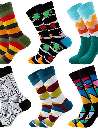  1 par de calcetines novedosos de moda para hombre, calcetines coloridos para deportes al aire libre, calcetines de algodón casuales con estampado funky bonito y blanco, dibujos animados de otoño e invierno, a cuadros, coloridos, retro, vestido de fiesta d