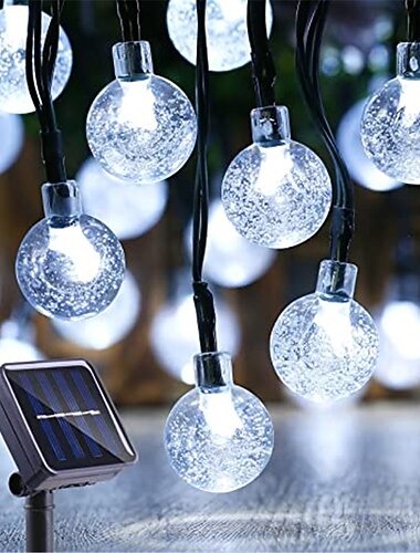  φώτα ηλιακής λάμπας εξωτερικού χώρου 50 leds 7m κρυστάλλινη σφαίρα ηλιακό φως 6,5m 30 leds υπαίθρια ip65 αδιάβροχο 8 μοντέλα string νεράιδα ηλιακός κήπος γιρλάντες χριστουγεννιάτικη διακόσμηση