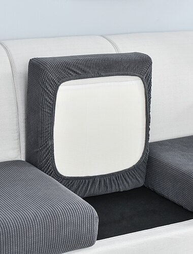  canapé extensible housse de coussin housse élastique canapé fauteuil causeuse 4 ou 3 places gris uni solide doux durable lavable