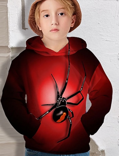  Infantil Para Meninos Moletom Manga Longa Vermelho Impressão 3D SPIDER Escola Diário Interior Ativo Estilo bonito 4-12 anos / Outono