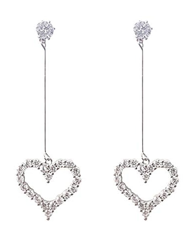  Boho weibliche Kristall weißes Herz Ohrringe Mode Silber Farbe Zirkon Stein Ohrringe kleine hängende Ohrringe für Frauen (Kristall weißes Herz Ohrringe-Silber)