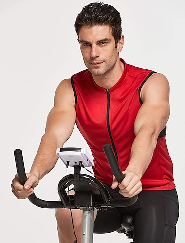  Hombre Chaleco de Ciclismo Maillot de Ciclismo Sin Mangas Bicicleta Chalecos Maillot Camiseta con 3 bolsillos traseros MTB Bicicleta Montaña Ciclismo Carretera Transpirable Secado rápido Dispersor de