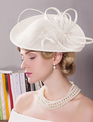  Hør / Rhinsten / Fjer Kentucky Derby Hat / fascinators / Hatte med Blomster 1 stk Bryllup / Speciel Lejlighed / tefest Medaljon