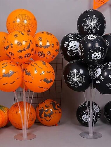  100 unids conjunto de decoración de globos de halloween suministros de fiesta de impresión murciélago accesorios de halloween globos de calabaza de látex de halloween