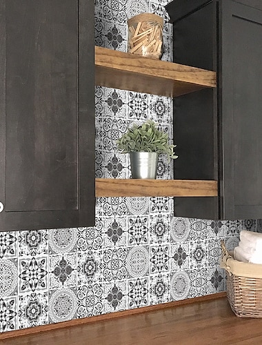  24 stücke kreative küche bad wohnzimmer selbstklebende wandaufkleber wasserdicht golden klassisch schwarz grau fliesen fliesenaufkleber