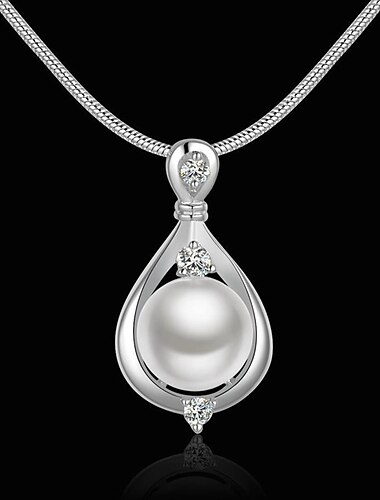  1個 ペンダントネックレス ネックレス For 女性用 真珠 ホワイト 贈り物 日常 合金 クラシック ドロップ