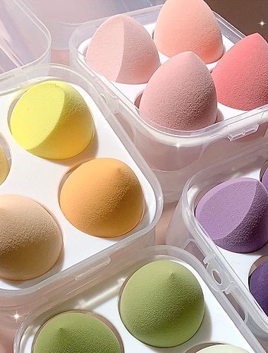  4 قطع اسفنجة للمكياج Beauty Blender with Box Foundation Powder Blush Make up Tool Kit Beauty Egg Makeup Sponge Cosmetics Puff Holder